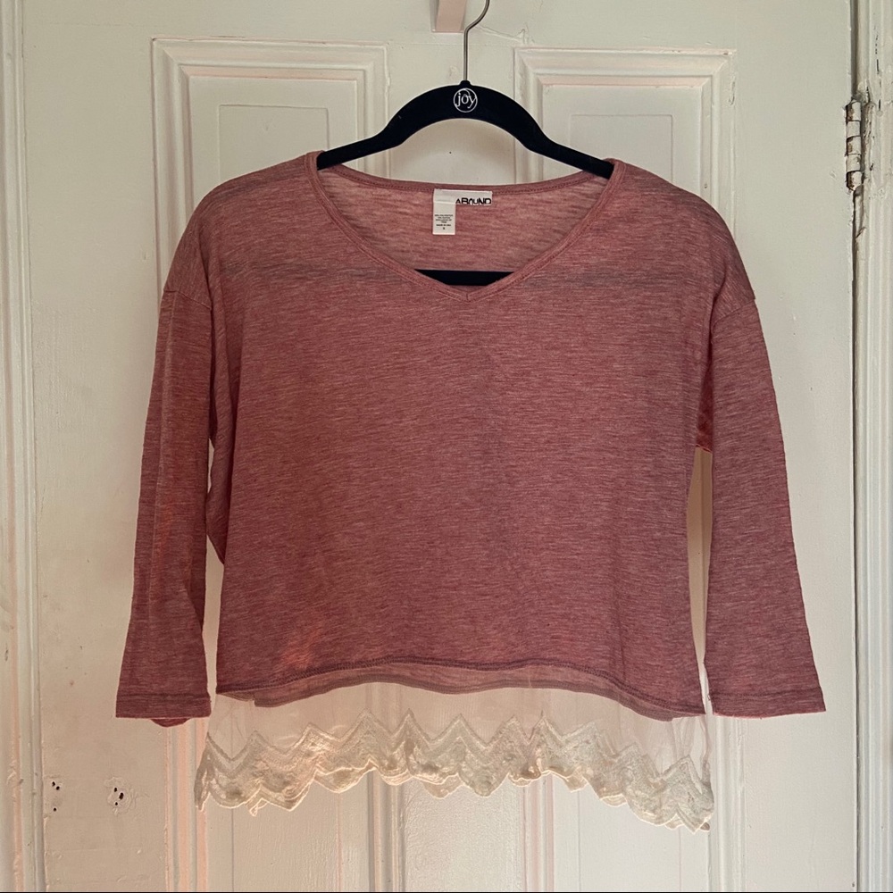Abound light pink long sleeved crop top